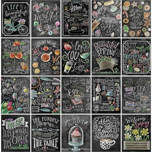 HUACAN Diamond Painting New Cartoon Rhinestones Diamond Embroidery Cross Stitch Blackboard Text Mosaic Handmade Gift