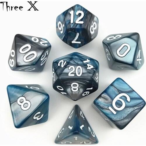 Blue with Grey Color White Number for DND Game 2-color , Different Effect Rpg Dice