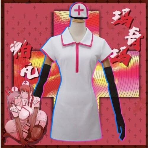 Japanese Anime Chainsaw Man Cosplay Costume Makima Cos Dress Machima Nurse Dresses Cosplay Sexy Halloween Womens Clothing Set