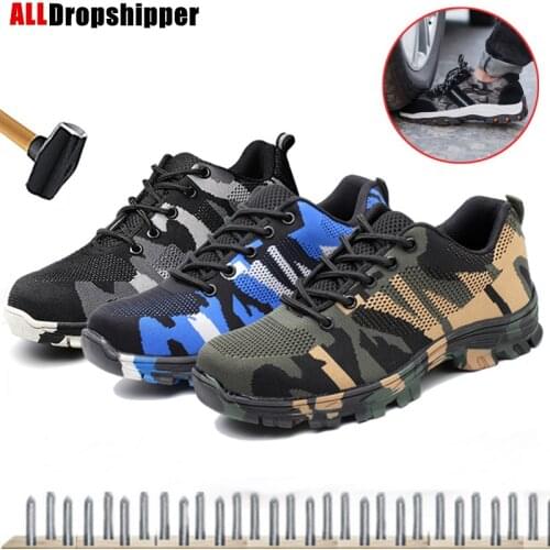 Anti-smashing Puncture-Proof Safety Shoes Men Women Steel Toe Air Work Sneakers Indestructible Ryder Shoes Fashion Mens Boots