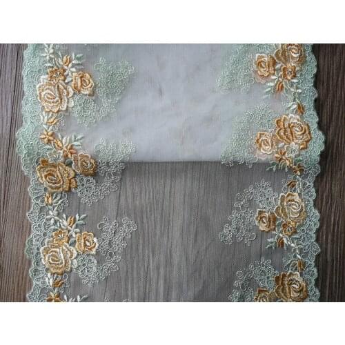 7Yards Rose Floral Embroidered Lace Trim Yelllow Tulle Fabric For Lingerie Underwear Bra Dress Costume Decorations DIY Crafts