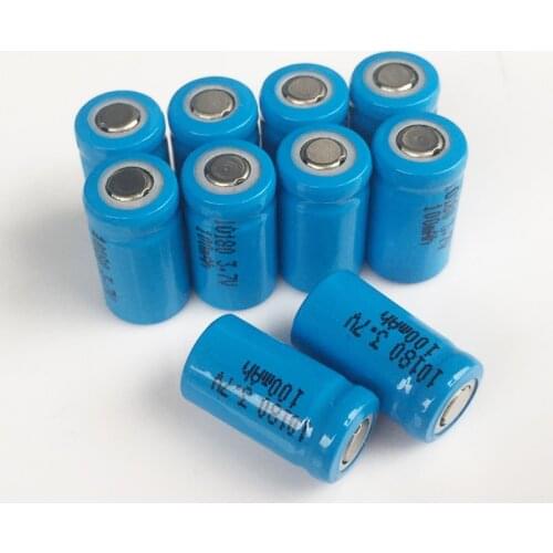 10PCS 3.7V 10180 lithium ion rechargeable battery li-ion cell baterias pilas 100MAH for led flashlight digital device