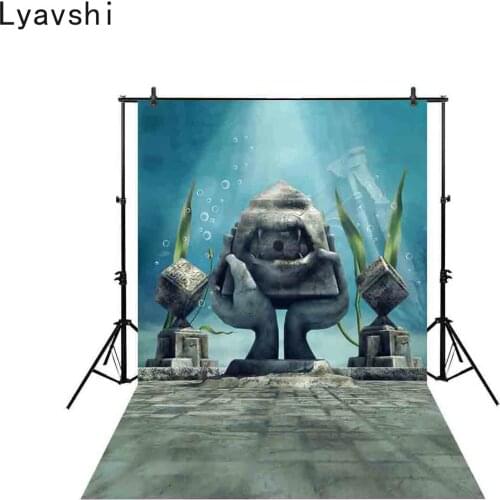 Lyavshi backgrounds for photography studio mysterious underwater temple weird eye statue seaweed bubble photography backdrop
