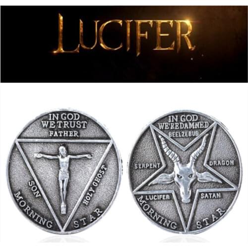 Movie Lucifer Morning Star Satanic Pentecostal Cosplay Specie Commemorative Badge Coin Halloween Metal Accessories Prop Coin