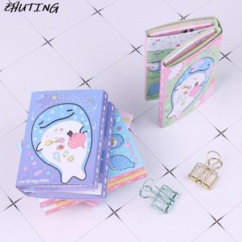 Cute Happy Whale 6 Folding Memo Pad Sticky Note Memo Notepad Bookmark Stationery