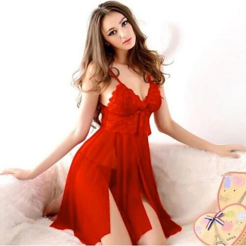 Nightgown Mini Lace Sleep Shirts Female See-Through Women Sleepwear Night Dress Women Sexy Nightwear