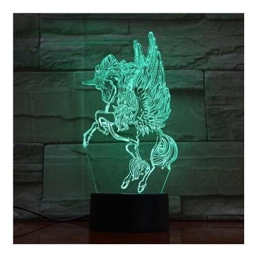 Horse 3D Night Lamp Creative Novelty Electronic Gift Lamp Lovely cartoon childrens toys Led Night Light Novelty USB Lamp 1727