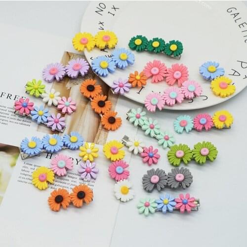 2021 New Lovely Cartoon Flowers Hair Clip Barrettes Rubber Band Hair Loop for Child Girl Beautiful Color Clamp Hair Accessories