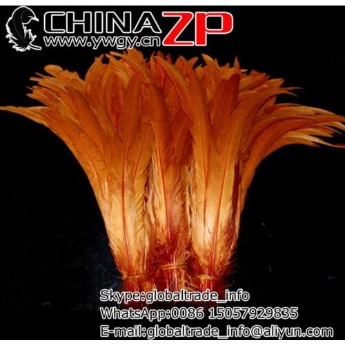 Wholesale in CHINAZP Factory 500pcs/lot 30~35cm(12~14inch) Selected Prime Quality Dyed Orange Long Rooster Tail Feathers