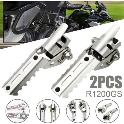 For BMW R1200GS LC 2013-2017 1 Pair Stainless Steel Silver Front Pegs Footrest Highway Peg Pipe Mayitr