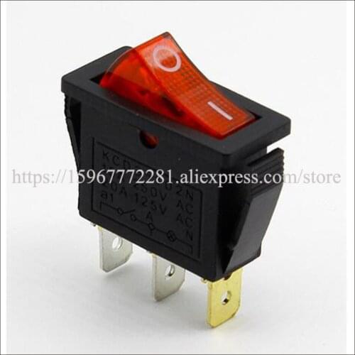 100PCS Rocke Switch KCD3-102N LED Light SPST 3PIN ON-ON Rocker Switch 15A/250V 20A/125V Car Dash Dashboard Truck