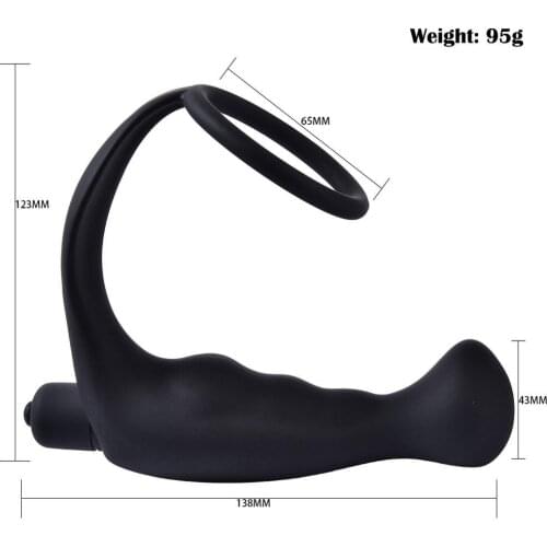 Prostate Vibrator Silicone Cock Ring Vibrating Butt Anal Plug for Men Adult Toy for Sex