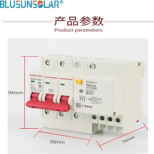 RCBO 3P+N 20A 25A 30A 40A 50A 63A 230V~ 50HZ/60HZ Residual current Circuit breaker with over current and Leakage protection