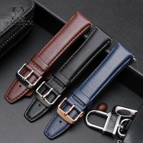 Cowhide Watchbands Handmade 3 Color Watch Accessories 18mm Women Men Strap Soft Calf Genuine Leather Watch Strap Accessories