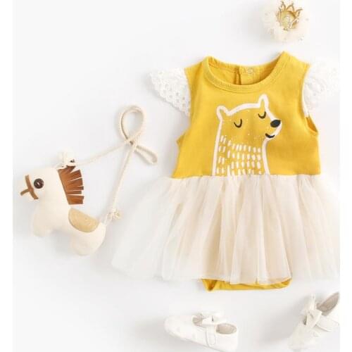 Sanlutoz Casual Baby Girls Bodysuits Cotton Baby Clothes Cute Printing Summer Short Sleeve Toddler Clothing