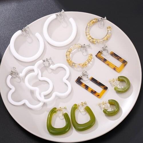 New Design No Pierced Big Exaggerated C-Shaped Acrylic Hoop Clip Earrings for Women 2020 Fashion Wild Ear Clips Earrings Jewelry