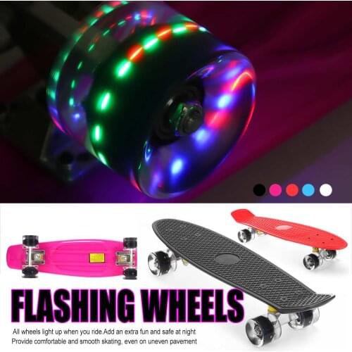 22 Inch Fish Board 4 wheel Mini Cruiser Skateboard Children Scooter Skate Boards Child Board LED Flashing Wheel Street Beginner