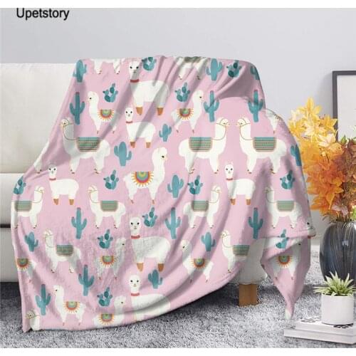 Upetstory Keep Warm Soft Blanket Cute Alpaca Blanket Print Sofa/Couch/Bed Throw Blankets Air Condition Blanket for Adults Kids
