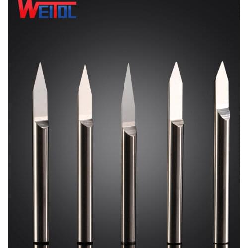 Weitol Metal engraving tool N 10 pcs/Lot 4mm V Shape Flat Carbide metal Engraving Bits CNC Router Tool 10 degree 0.1mm