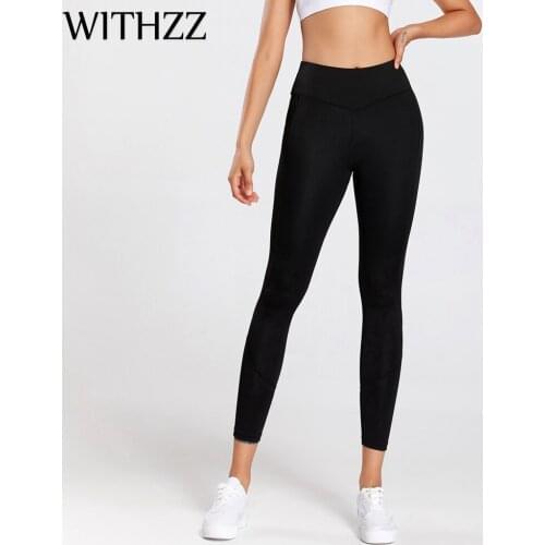 WITHZZ Womens Running Quick-Dry Casual Sports Pants Fourneedle Six Lines High-Waist Stretch Leggings