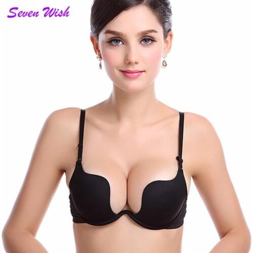 New fashion deep plunge u women push up women bras push up sexy women bras casual underwear deep v sexy push up bra