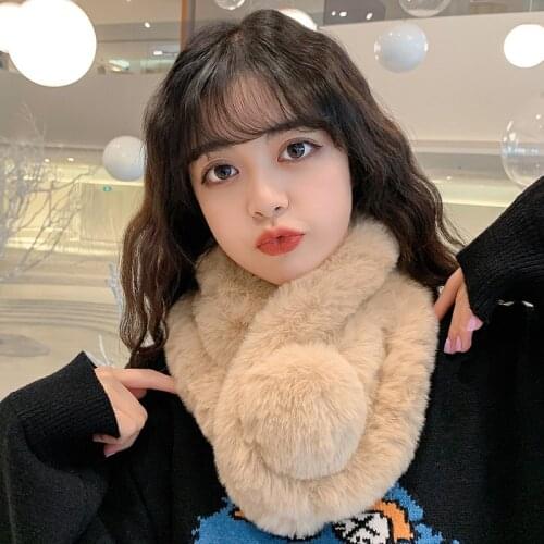 Winter Rabbit Hair Bib Net Red Thickened Warm Plush Bib NEW Rabbit Hair Scarf Bib Womens Plush Ring