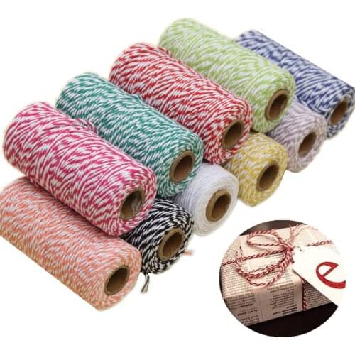 1 Roll 100 Metres 1.5mm Cotton Bakers Twine String Cotton Cords Rope Home Decor DIY Craft For Apparel Sewing Fabric colors B558