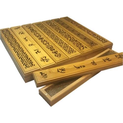 1PCs Bamboo Wooden Incense Stick Holder Burning Joss Insence Box Burner Ash Catcher Creative Home Decor Hollow Incense Burners