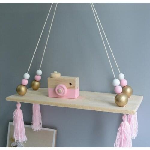1PC Wooden Hanging Wall Shelf Wood Rope Swing Shelves Sundries Holder Organizer Photo Props Home Kids Playroom Decoration MA 003
