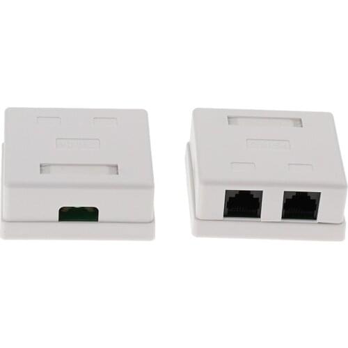 4 Pack of Cat5e DOUBLE Port Surface Mount Outlet Box RJ45 Face Plate + Backbox Combo