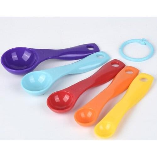 5pcs/set Measuring Spoons Colorful Plastic Measure Spoon Useful Sugar Cake Baking Spoon Kitchen Baking Measuring Tools