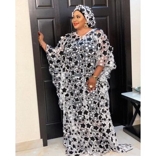 African Dresses for Women Dashiki Loose Africa Dress African Clothes Bazin Embroidery Robe Abaya Muslim Long Dress Without Hijab