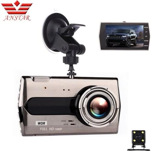 ANSTAR Dash Cam Dual Lens Vehicle Camera 1080P 4'' Front+Rear Night Vision Video Recorder G-sensor Parking Monitor Cycle Video