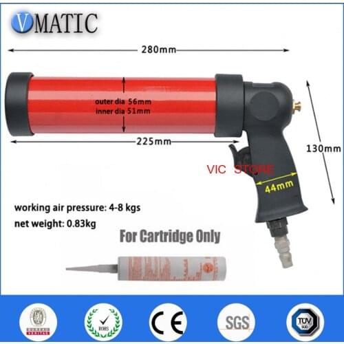Free Shipping Pneumatic Caulking Glass Glue Caulking Gun 310ml/cc 1Pc + Plastic Cartridge 1Pc