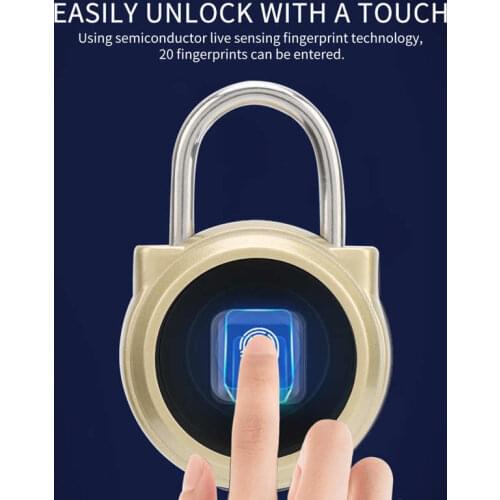 Biometric Fingerprint Bluetooth Padlock Smart Lock IP67 Waterproof Anti‑Theft Security Tool for Gym Luggage Dormitory Backpack D