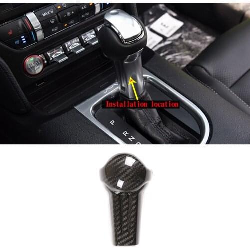 100% carbon fiber black gear lever decorative cover gear head sticker auto parts suitable for Ford Mustang 2015-20