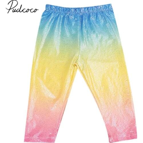 Citgeett Fashion Colourful Kids Girl Baby Sequin Leggings Pants Trousers Clothes Rainbow Colorful Outfits 1-6 Years SS