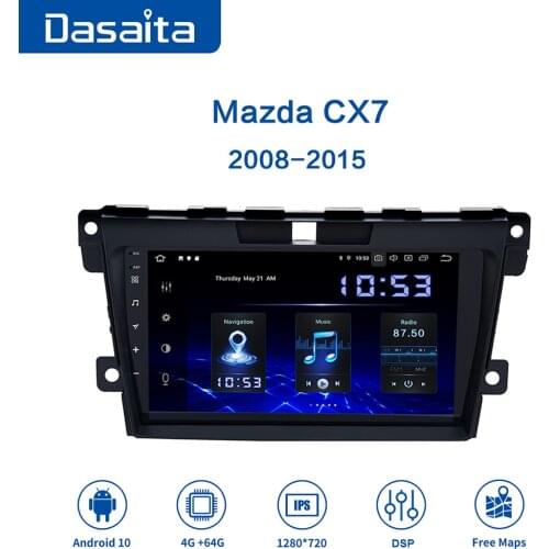 Dasaita 9" IPS Bluetooth Autoradio 1 Din Android 10.0 for Mazda CX-7 2008 2009 2010 2011 2012 2013 2014 2015 GPS Video Stereo