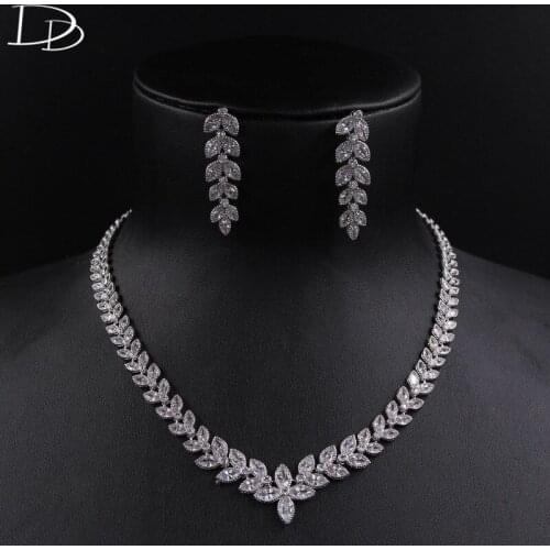 DODO Olive Branch Leaves Elegant Necklace Earrings Sets Copper & AAA Cubic Zircon Jewelry Sets Wedding Bridal Bijoux Gift D15239