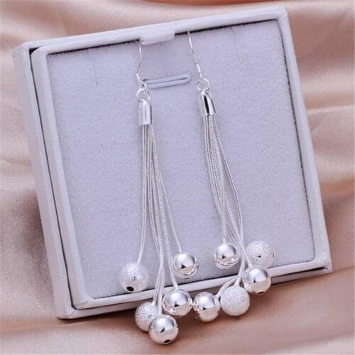 E277 Christmas factory direct high-quality silver color jewelry fashion charm woman light bead earrings
