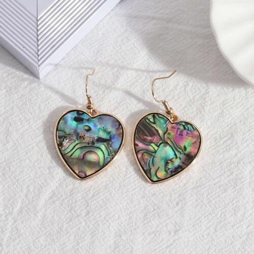 E7593 ZWPON Pretty Love Heart Abalone Earrings for Women 2020 New PU Leather Leopard Heart Earrings Jewelry Wholesale Trendy