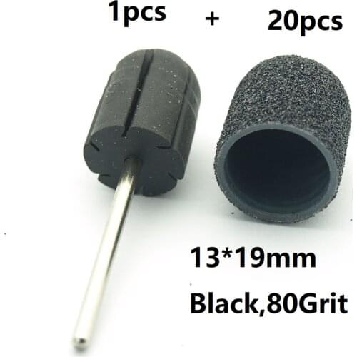 EasyNail 20pcs BlackSanding Caps Electric Nail Drill Bit Bands UV Gel Polish Remover for Manicure Pedicure Milling Accessories