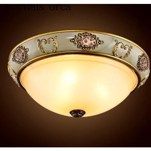 European luxury glass ceiling lamps bedroom dining room aisle American retro resin engraving ceiling lamp free shipping