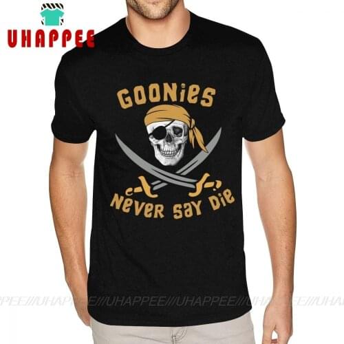 Screen Printed The Gonnies T Shirts Short Sleeve Cotton Mens Over Size Black Tee Shirts