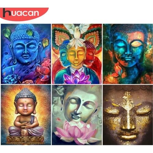 HUACAN Paint By Numbers Buddha HandPainted Wall Art Gift Pictures By Number Figure Kits Home Decoration