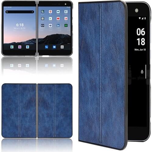 Leather Case Shockproof Shell All-inclusive Folding Vintage Protective Case Back Cover for Microsoft Surface Duo Phone Case
