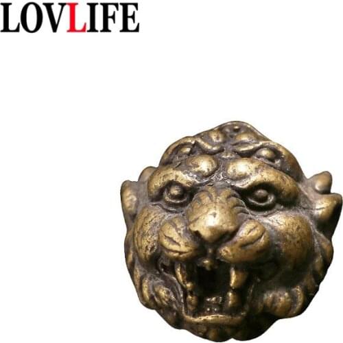 Brass Five Eyes Leopard Outdoor EDC Pendant Jewelry Umbrella Rope Knife Bead Lanyard DIY Handmade Keychain Bracelet Accessories