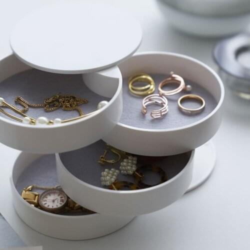Small Jewelry Box Multi-Layer Rotating Creative Modern Simple Earrings Multi-Function Artistic Style Jewelry Storage Box