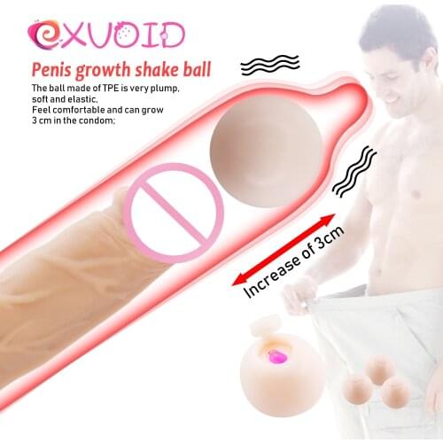 EXVOID Reusable Condom Attachment Ball Enlargement Intimate Goods Vibrator Penis Extender Beads Penis Sleeve Extender Soft Head