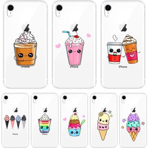 TPU Soft Phone Case Silicone For iPhone X XR XS MAX 8 7 6S 6 S Cute Funny Ice Cream Drink Back Cover For iPhone 6 S 6S 7 8 Plus